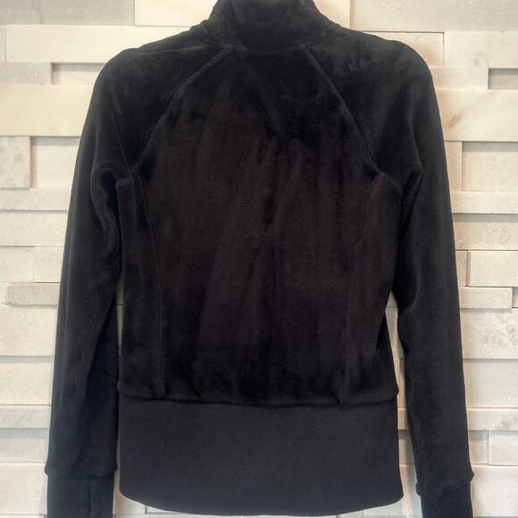 ATHLETA Cloud Fleece Full Zip Hi Neck Pockets Jacket Black S Comfort Athleisure - Picture 3 of 6